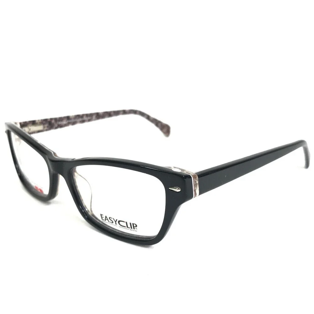Easy Clip Eyeglasses Frames EC287 BLACK Purple Cat Eye Full Rim 51-16-135